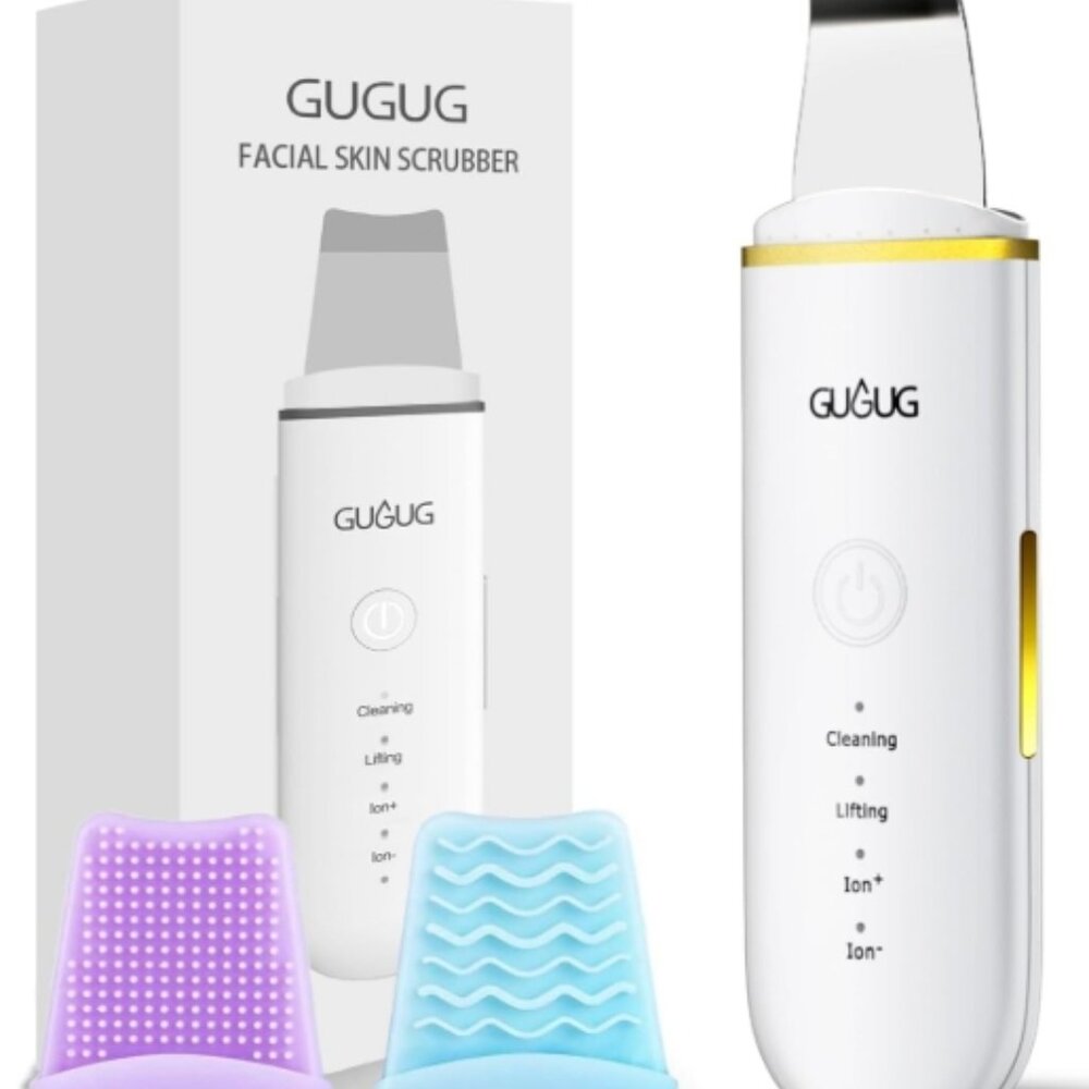 White GUGUG rechargeable skin Scrubber, pore cleaner and blackhead remover.